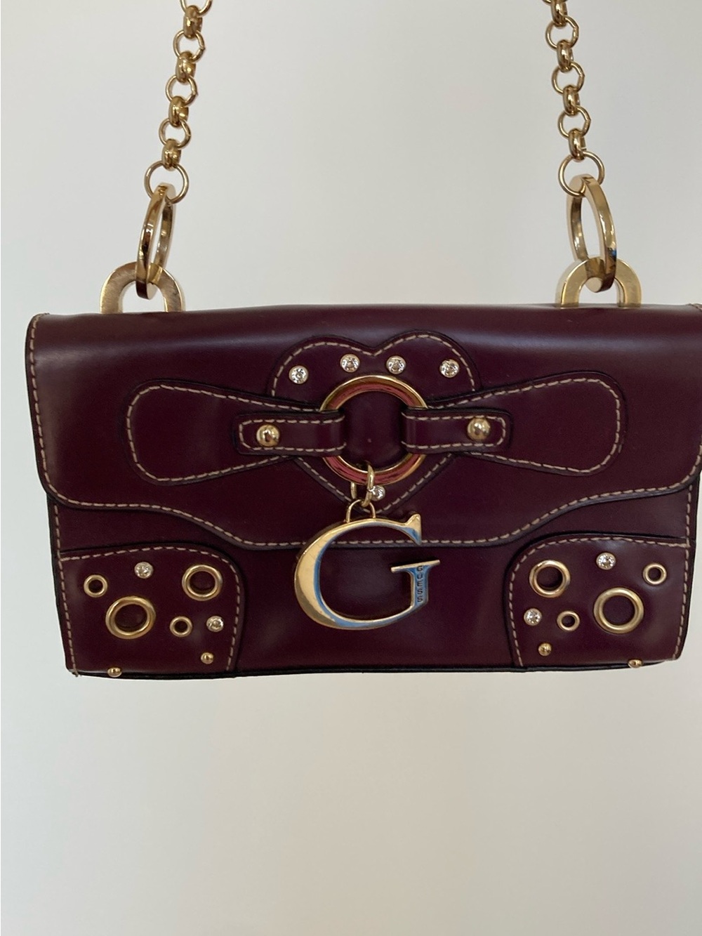 Guess Garnet Shoulder Bag with Gold G Hardware